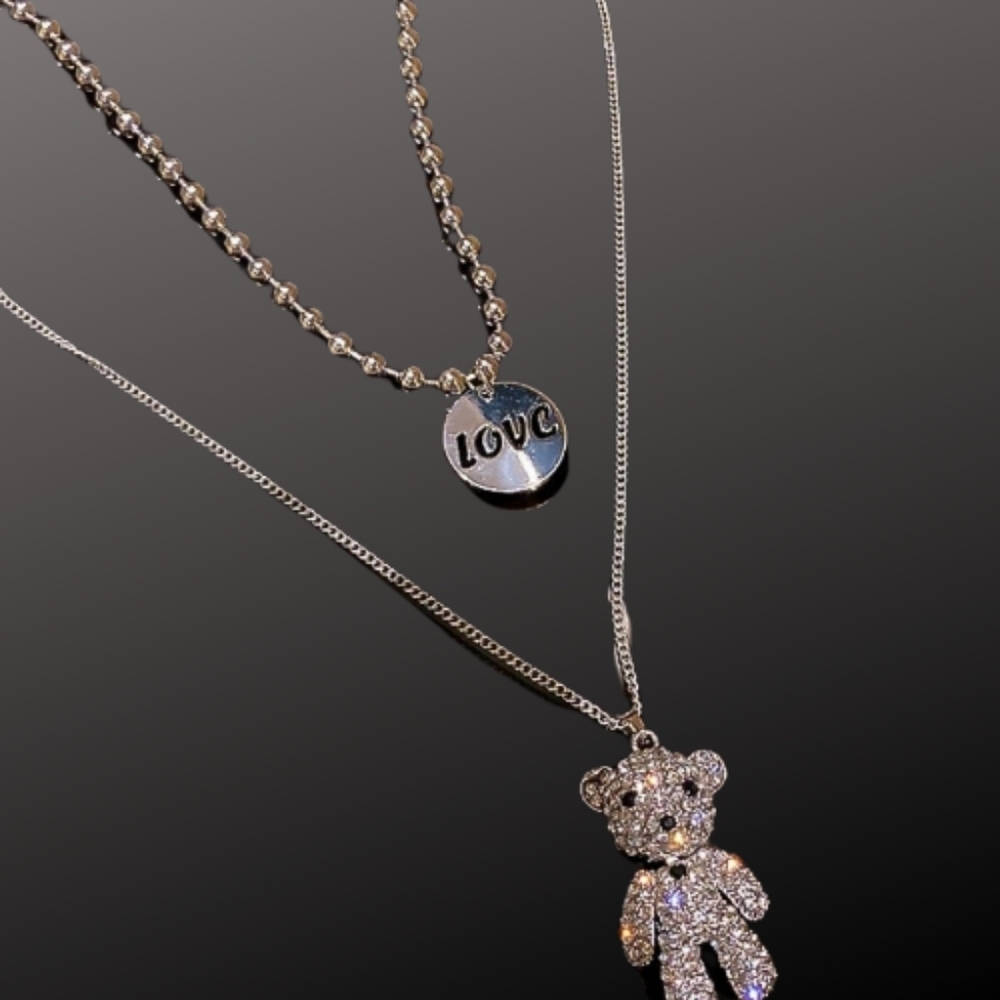 Silver Bear Pendant Necklace